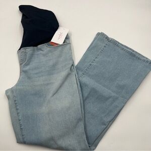 Isabel by Ingrid &‎ Isabel Maternity Flare Jeans Light Blue Crossover Panel 8